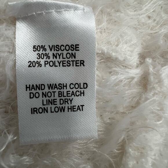 Lulus Long Sleeve Fuzzy Open Tie Front Cardigan White Size X Small - Picture 7 of 7